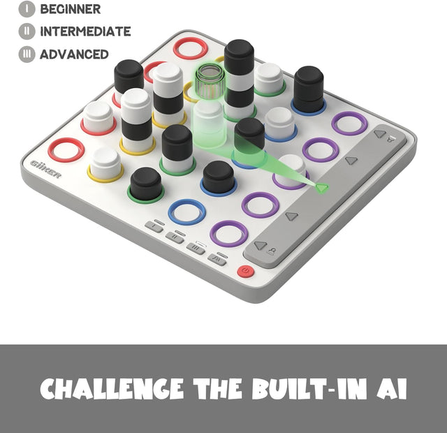 Solo play mode on GiiKER Smart Four featuring an adaptive built-in AI opponent.