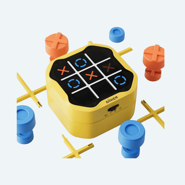 GiiKER Tic-Tac-Toe electronic memory and strategy game in vibrant yellow - Smarter Objects.