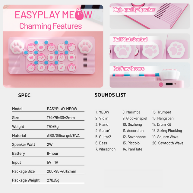 Pocket Music Keyboard EASYPLAY MEOW Package