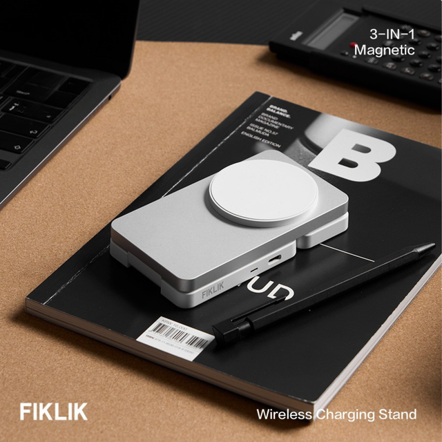 FIKLIK 3-in-1 Magnetic Wireless Charging Station – Qi2 Certified + MagSafe