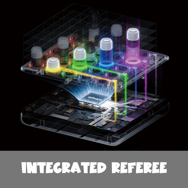 Smart board with integrated referee lights indicating winning moves on GiiKER Smart Four.