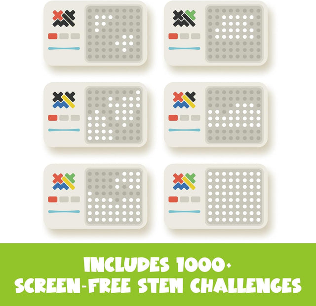Graphic showing the 1000 included screen-free STEM challenges for GiiKER Super Blocks.
