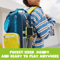 Portable and travel-ready GiiKER Super Decoder attached to a blue backpack.