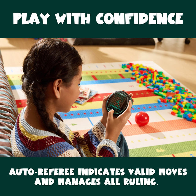 Interactive STEM toy GiiKER Super Reversi being used by a young girl indoors.